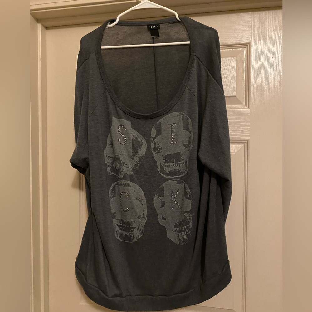 Torrid size 4 gray “sick” skull sweatshirt